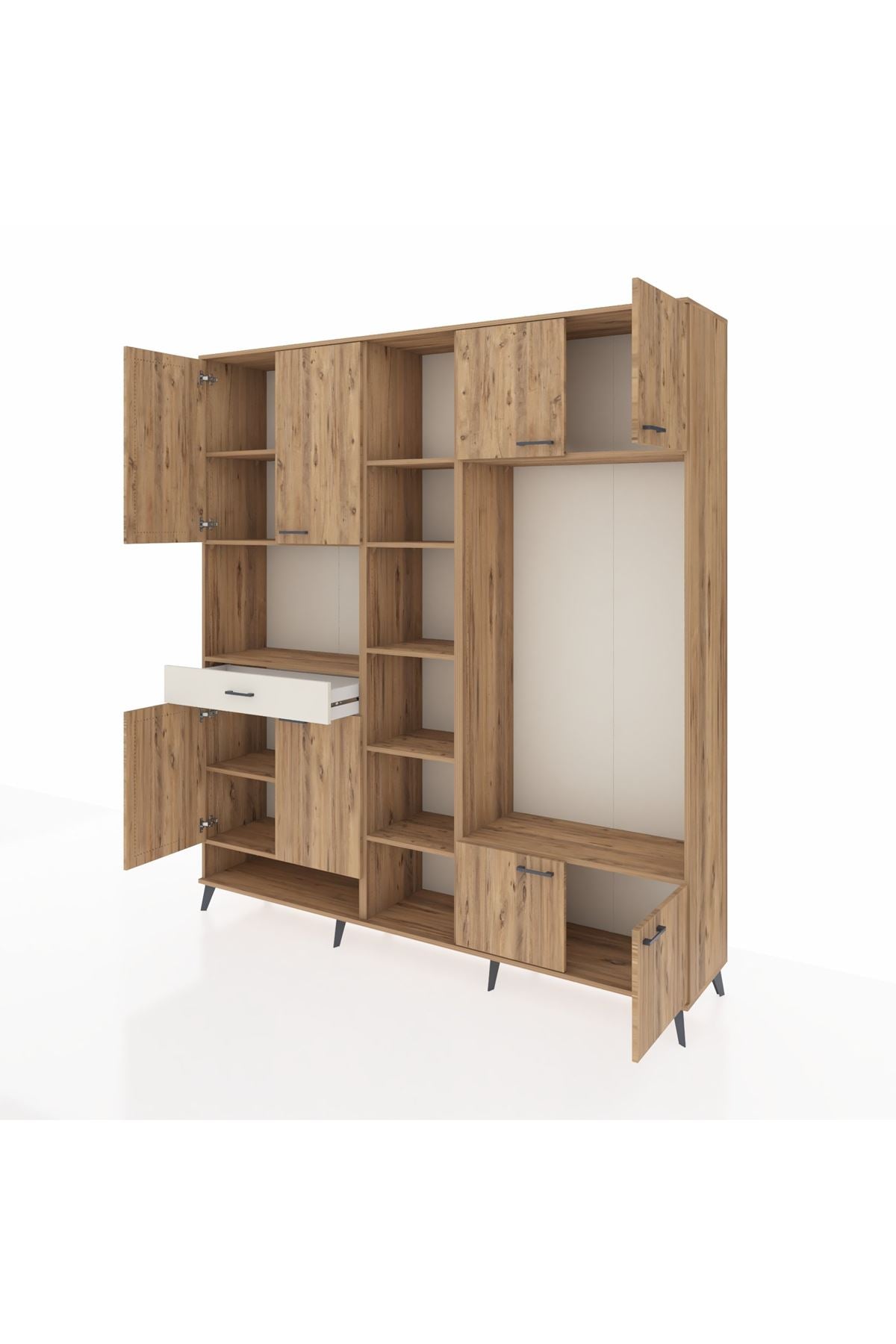 Hyperion Dolap 12 Raflı Tek Çekmeceli 8 Kapaklı 220x44x243 - S553M044V19B