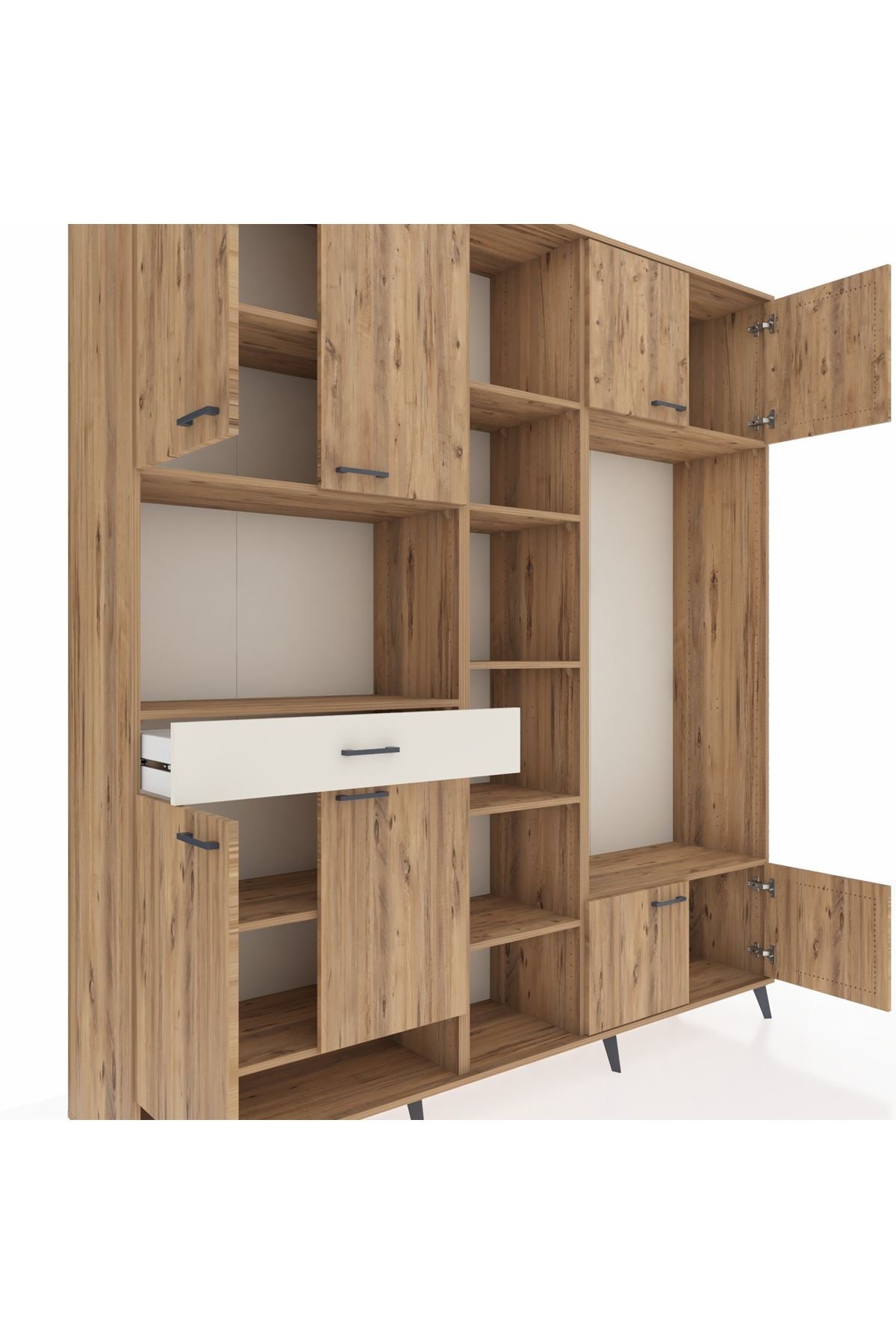 Hyperion Dolap 12 Raflı Tek Çekmeceli 8 Kapaklı 220x44x243 - S553M044V19B