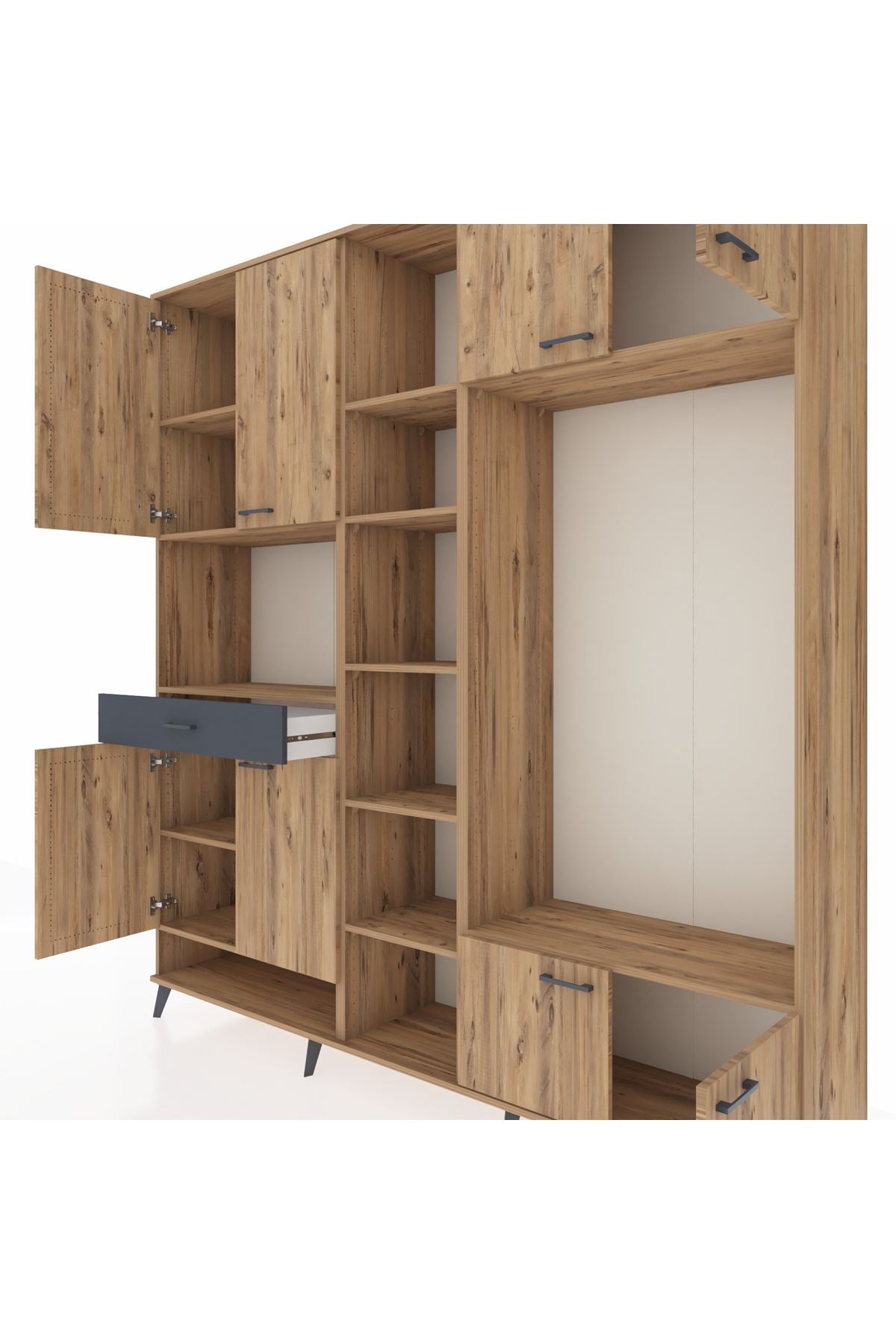 Hyperion Dolap 12 Raflı Tek Çekmeceli 8 Kapaklı 220x44x243 - S553M044V20B