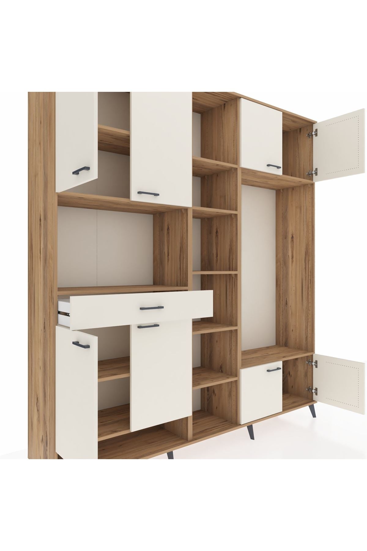 Hyperion Dolap 12 Raflı Tek Çekmeceli 8 Kapaklı 220x44x243 - S553M044V22B