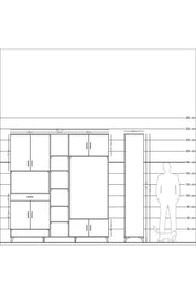 Hyperion Dolap 12 Raflı Tek Çekmeceli 8 Kapaklı 220x44x243 - S553M044V22B