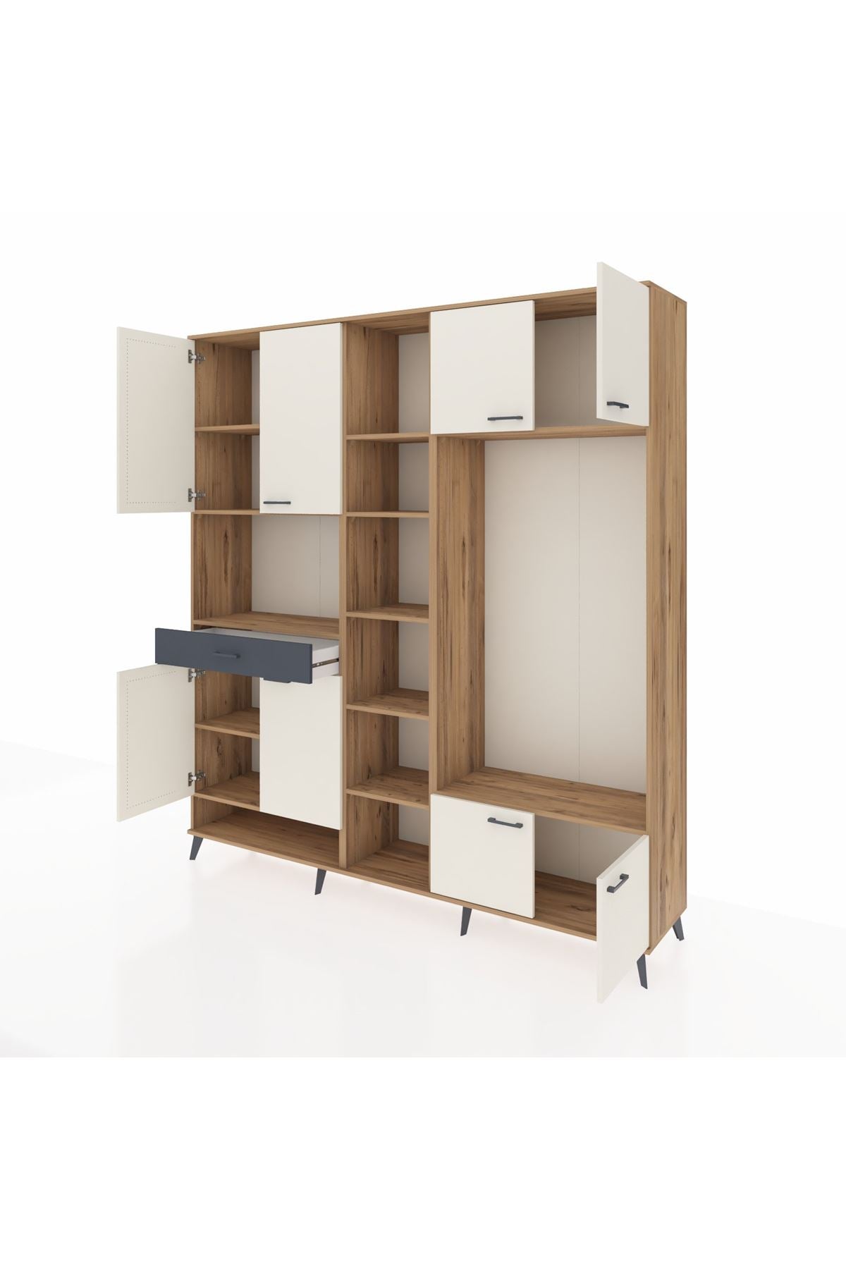 Hyperion Dolap 12 Raflı Tek Çekmeceli 8 Kapaklı 220x44x243 - S553M044V23B