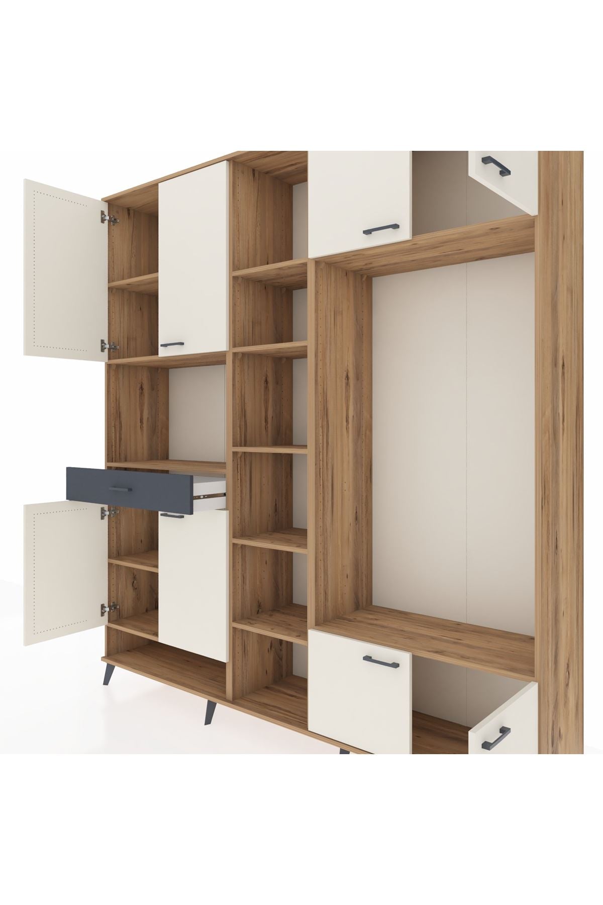 Hyperion Dolap 12 Raflı Tek Çekmeceli 8 Kapaklı 220x44x243 - S553M044V23B