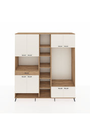 Hyperion Dolap 12 Raflı Tek Çekmeceli 8 Kapaklı 220x44x243 Çam-Aytaşı/Çam