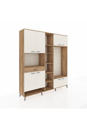 Hyperion Dolap 12 Raflı Tek Çekmeceli 8 Kapaklı 220x44x243 Çam-Aytaşı/Çam