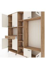 Hyperion Dolap 12 Raflı Tek Çekmeceli 8 Kapaklı 220x44x243 Çam-Aytaşı/Çam