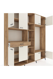 Hyperion Dolap 12 Raflı Tek Çekmeceli 8 Kapaklı 220x44x243 Çam-Aytaşı/Çam