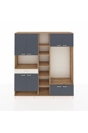 Hyperion Dolap 12 Raflı Tek Çekmeceli 8 Kapaklı 220x44x243 Çam-Antrasit/Aytaşı