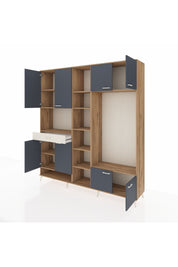 Hyperion Dolap 12 Raflı Tek Çekmeceli 8 Kapaklı 220x44x243 Çam-Antrasit/Aytaşı