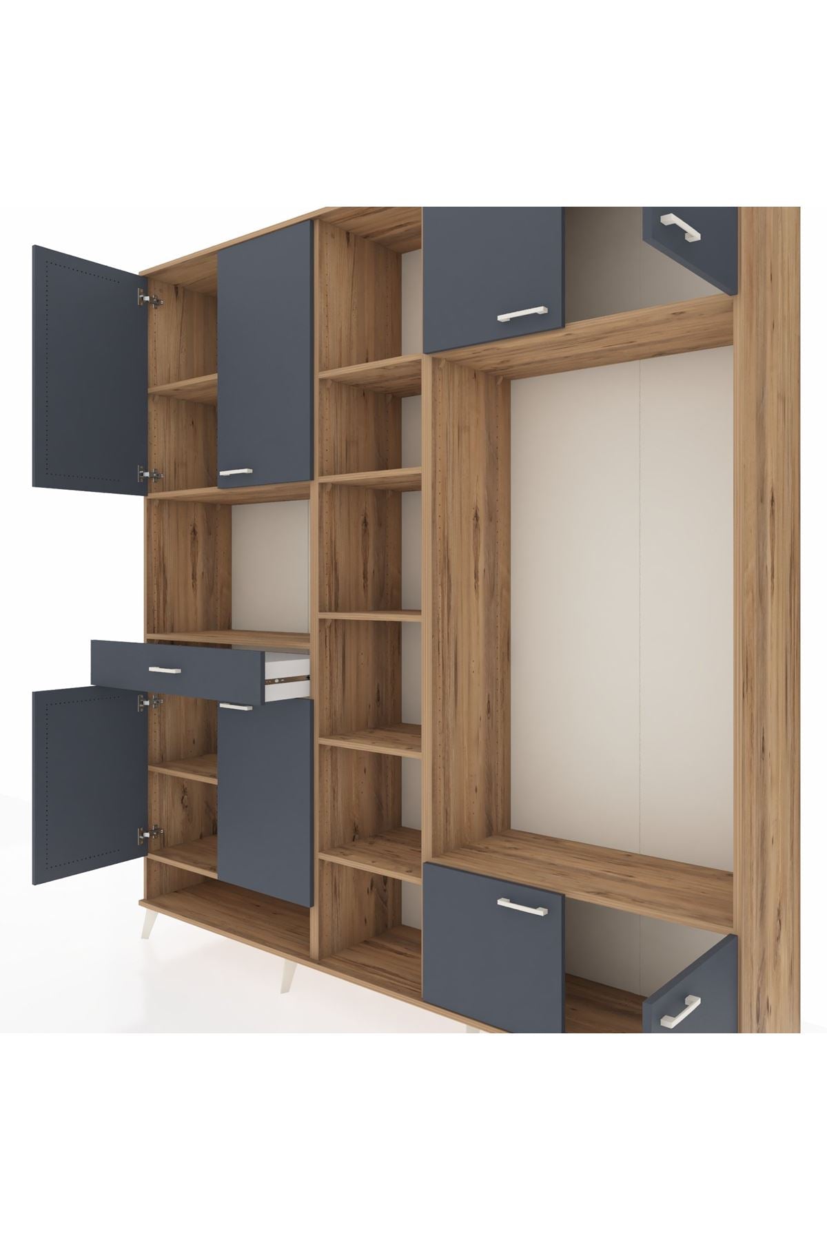 Hyperion Dolap 12 Raflı Tek Çekmeceli 8 Kapaklı 220x44x243 - S553M044V26B