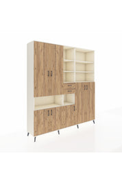 Hyperion Dolap 17 Raflı 2 Çekmeceli 7 Kapaklı 220x44x243 Aytaşı-Çam/Çam
