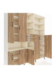 Hyperion Dolap 17 Raflı 2 Çekmeceli 7 Kapaklı 220x44x243 Aytaşı-Çam/Çam