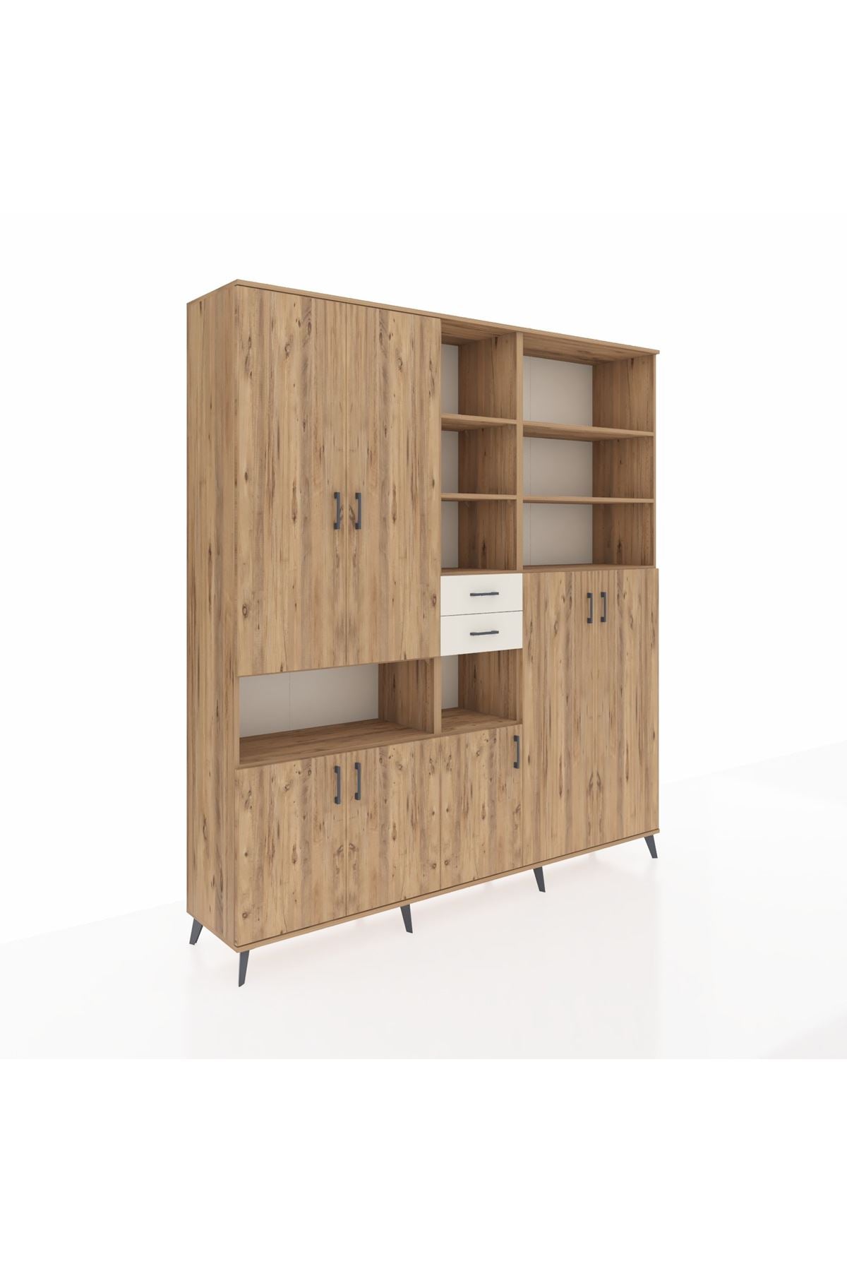 Hyperion Dolap 17 Raflı 2 Çekmeceli 7 Kapaklı 220x44x243 Çam-Çam/Aytaşı