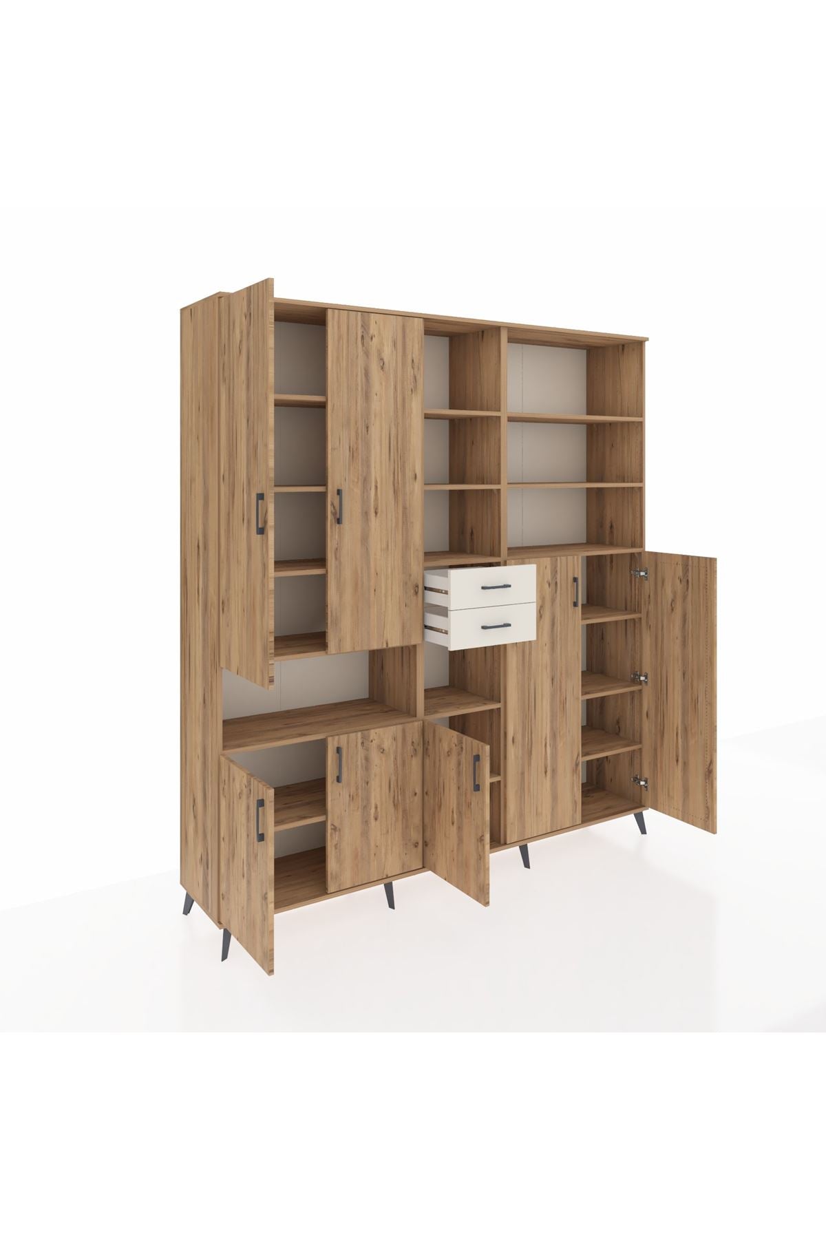 Hyperion Dolap 17 Raflı 2 Çekmeceli 7 Kapaklı 220x44x243 Çam-Çam/Aytaşı