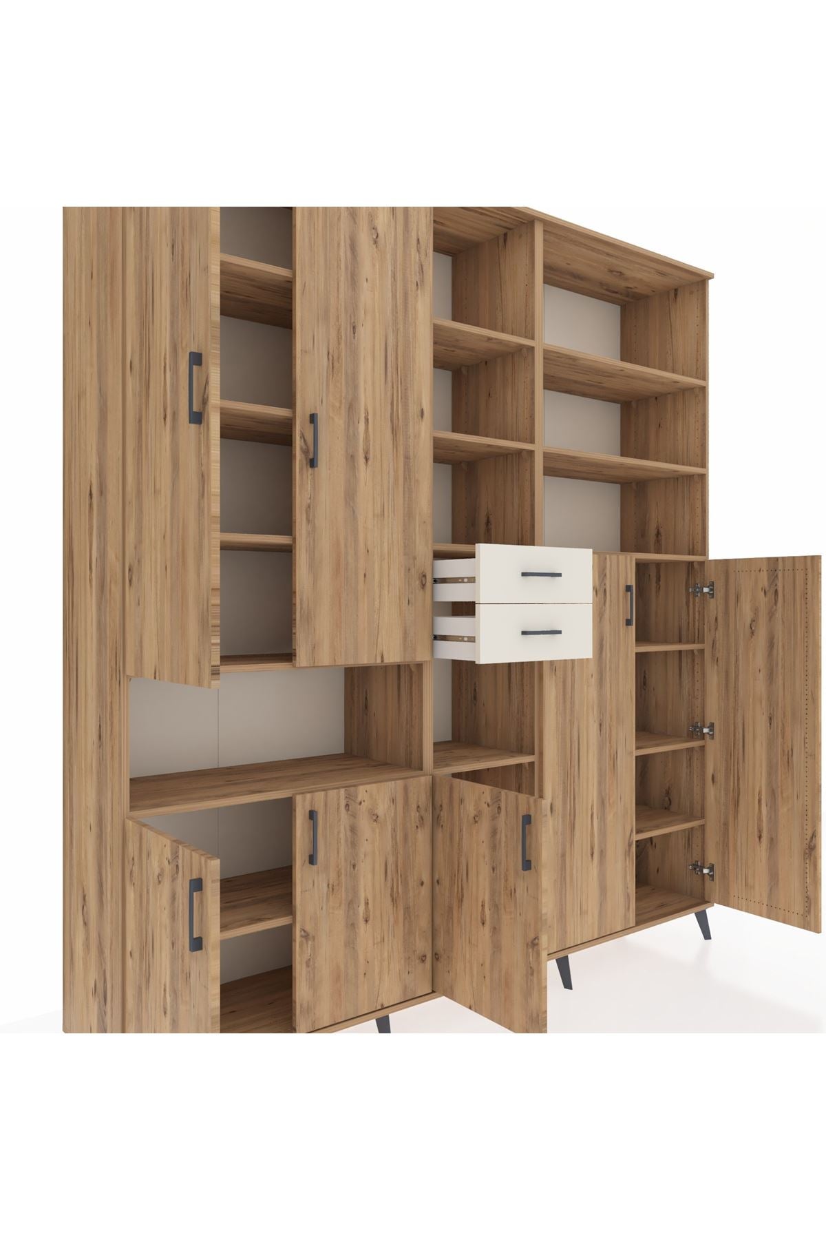 Hyperion Dolap 17 Raflı 2 Çekmeceli 7 Kapaklı 220x44x243 Çam-Çam/Aytaşı