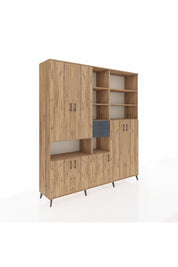 Hyperion Dolap 17 Raflı 2 Çekmeceli 7 Kapaklı 220x44x243 Çam-Çam/Antrasit