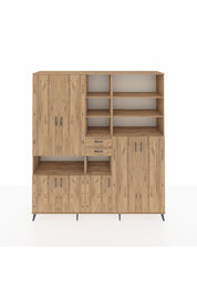 Hyperion Dolap 17 Raflı 2 Çekmeceli 7 Kapaklı 220x44x243 Çam-Çam/Çam