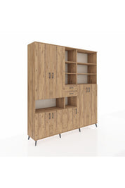 Hyperion Dolap 17 Raflı 2 Çekmeceli 7 Kapaklı 220x44x243 Çam-Çam/Çam