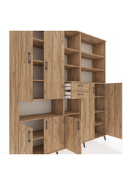 Hyperion Dolap 17 Raflı 2 Çekmeceli 7 Kapaklı 220x44x243 Çam-Çam/Çam