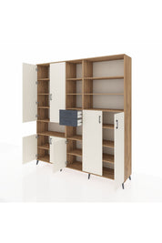 Hyperion Dolap 17 Raflı 2 Çekmeceli 7 Kapaklı 220x44x243 Çam-Aytaşı/Antrasit