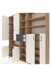 Hyperion Dolap 17 Raflı 2 Çekmeceli 7 Kapaklı 220x44x243 Çam-Aytaşı/Antrasit