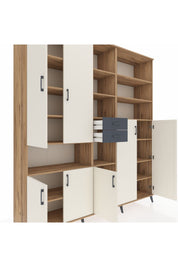 Hyperion Dolap 17 Raflı 2 Çekmeceli 7 Kapaklı 220x44x243 Çam-Aytaşı/Antrasit