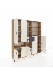 Hyperion Dolap 17 Raflı 2 Çekmeceli 7 Kapaklı 220x44x243 Çam-Aytaşı/Antrasit