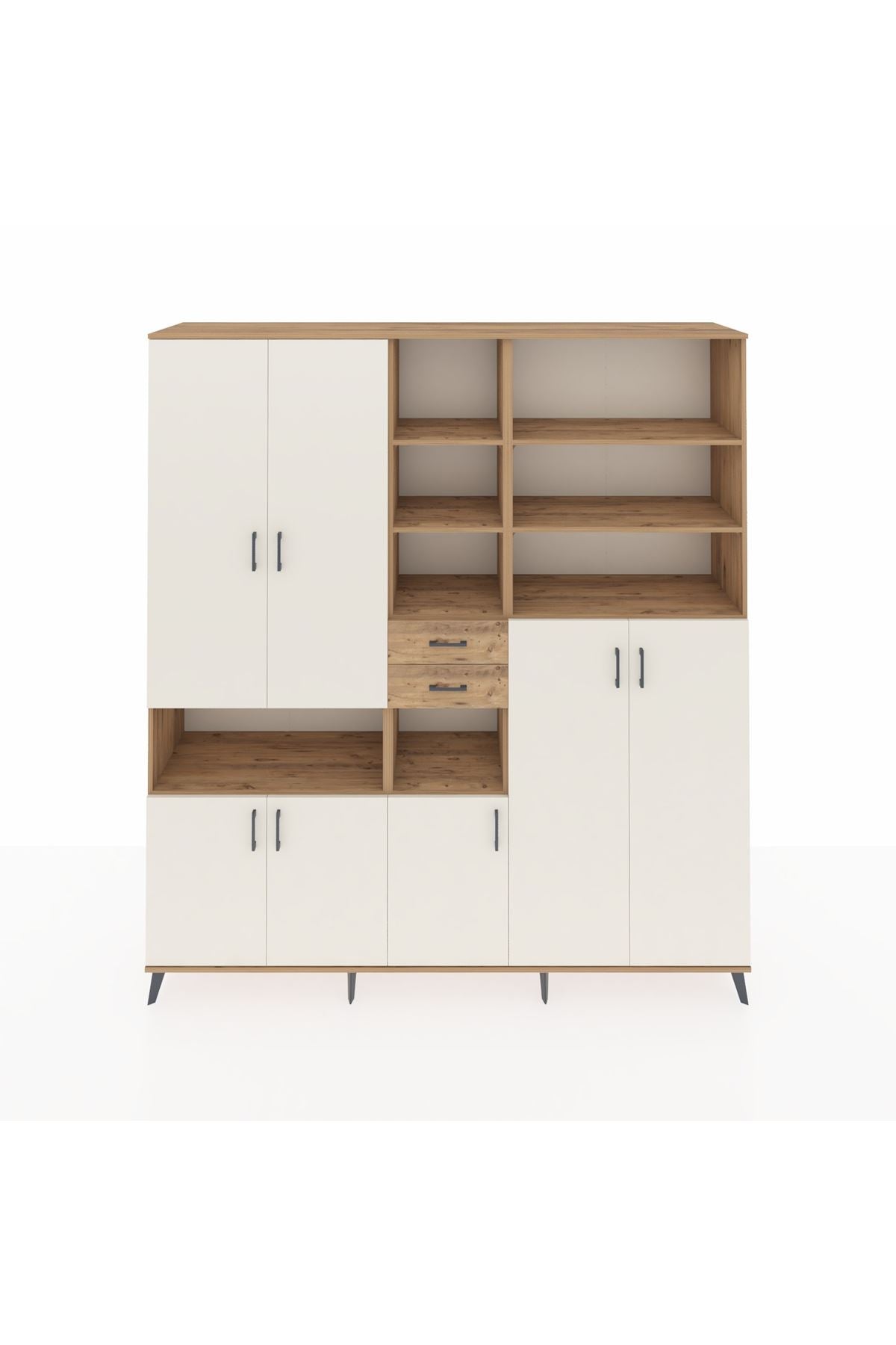 Hyperion Dolap 17 Raflı 2 Çekmeceli 7 Kapaklı 220x44x243 Çam-Aytaşı/Çam