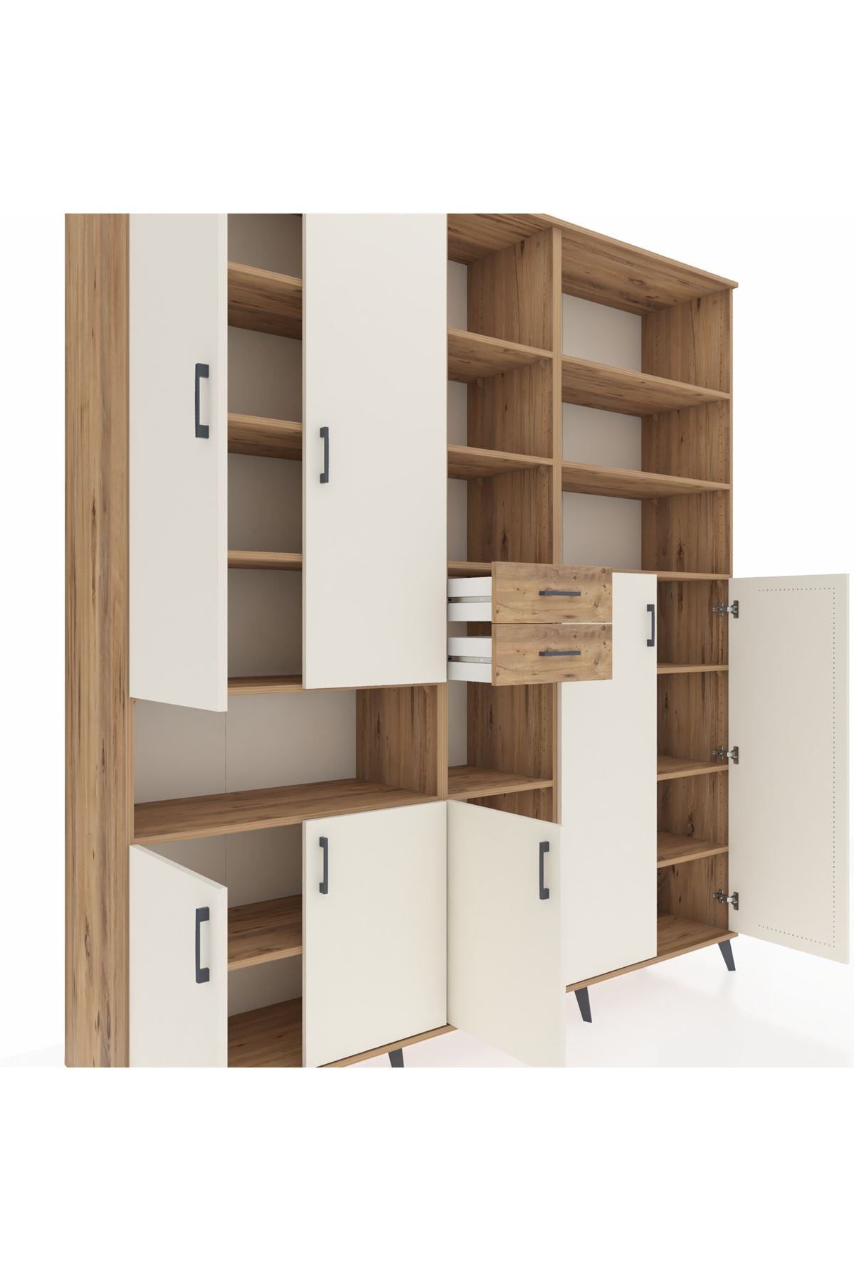 Hyperion Dolap 17 Raflı 2 Çekmeceli 7 Kapaklı 220x44x243 Çam-Aytaşı/Çam