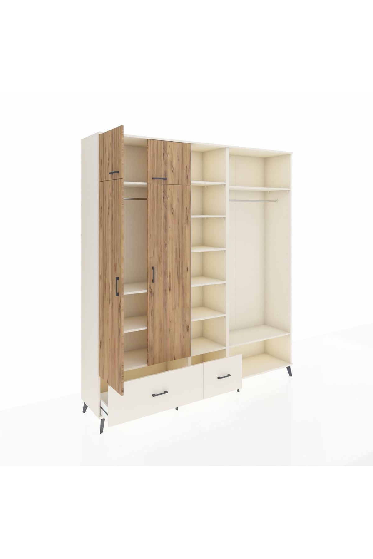 Hyperion Dolap 12 Raflı 2 Çekmeceli 2 Askılı 220x44x243 - S553M046V01B