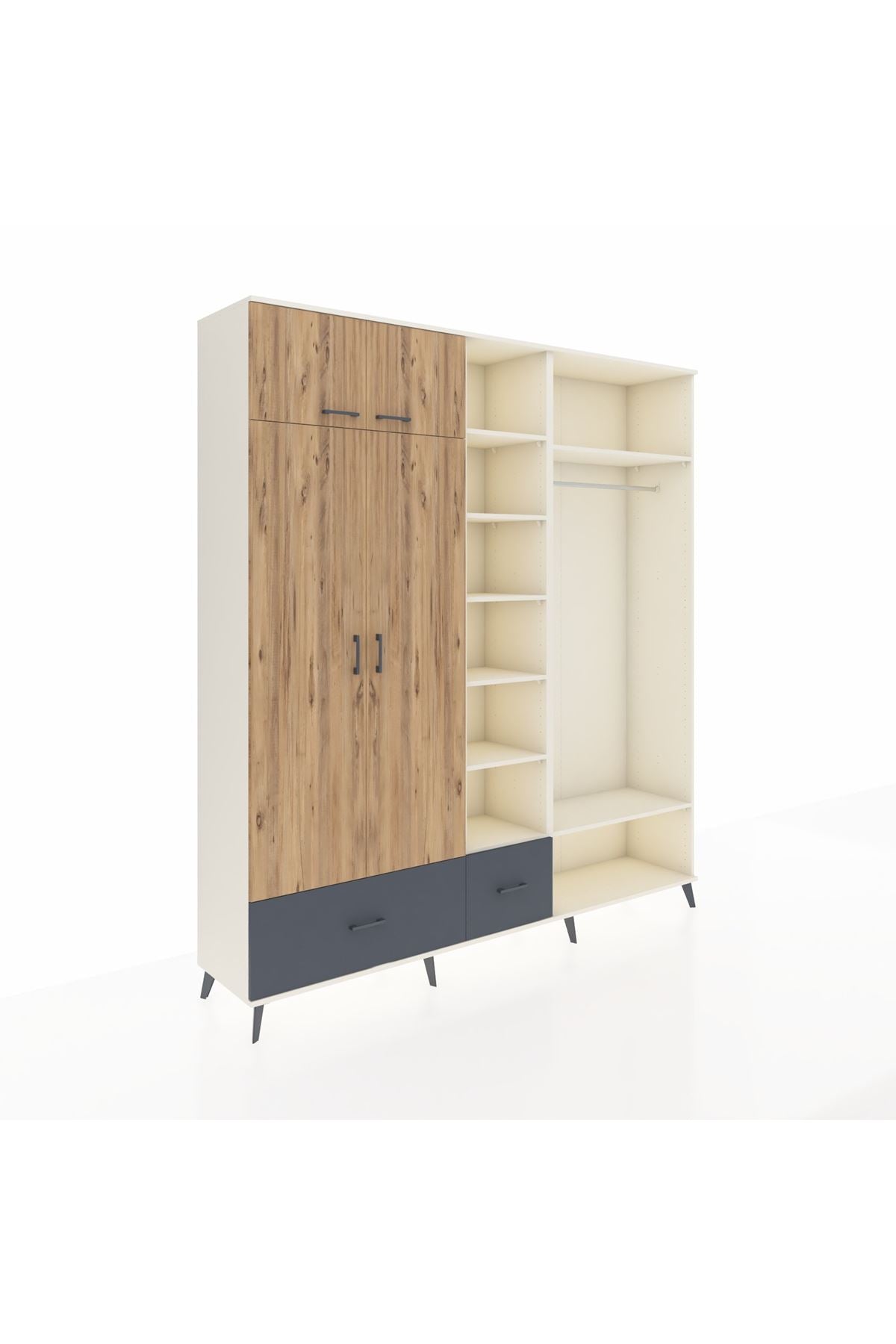 Hyperion Dolap 12 Raflı 2 Çekmeceli 2 Askılı 220x44x243 - S553M046V02B