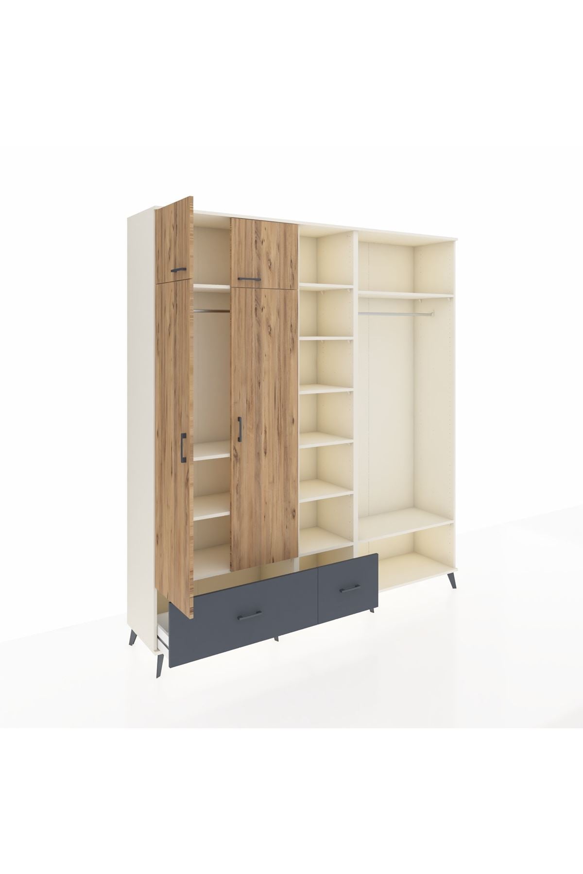 Hyperion Dolap 12 Raflı 2 Çekmeceli 2 Askılı 220x44x243 - S553M046V02B