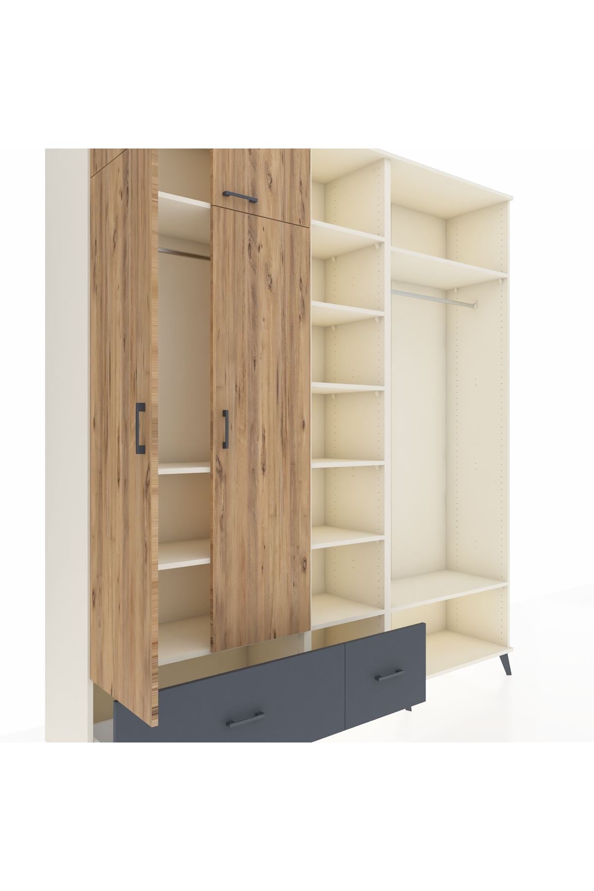 Hyperion Dolap 12 Raflı 2 Çekmeceli 2 Askılı 220x44x243 - S553M046V02B