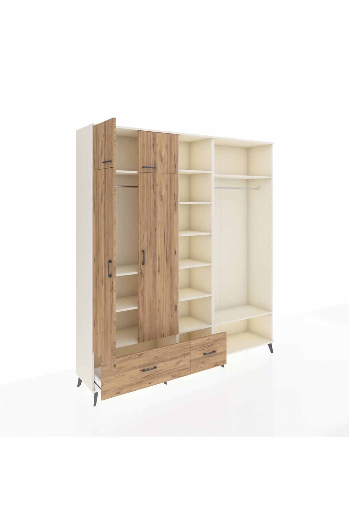 Hyperion Dolap 12 Raflı 2 Çekmeceli 2 Askılı 220x44x243 - S553M046V03B