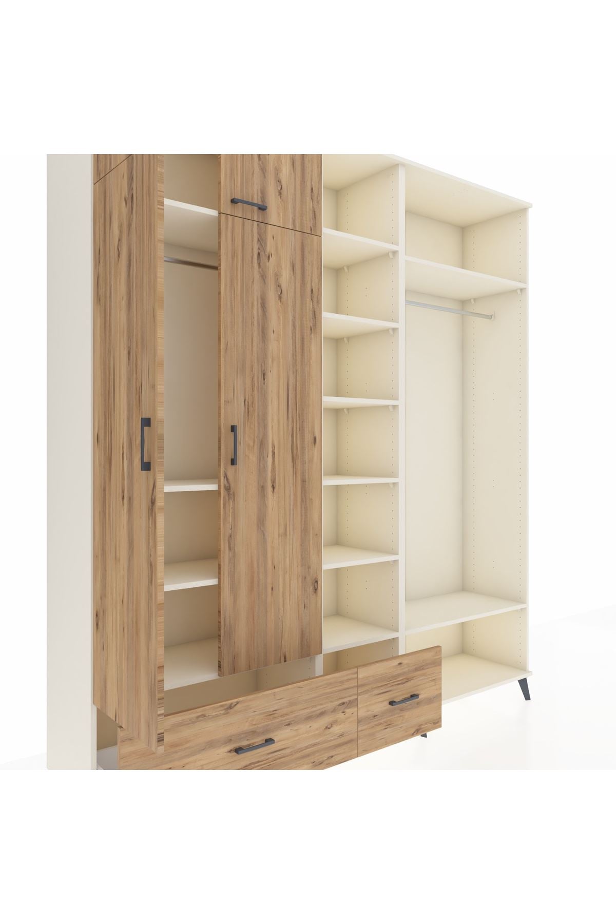 Hyperion Dolap 12 Raflı 2 Çekmeceli 2 Askılı 220x44x243 - S553M046V03B