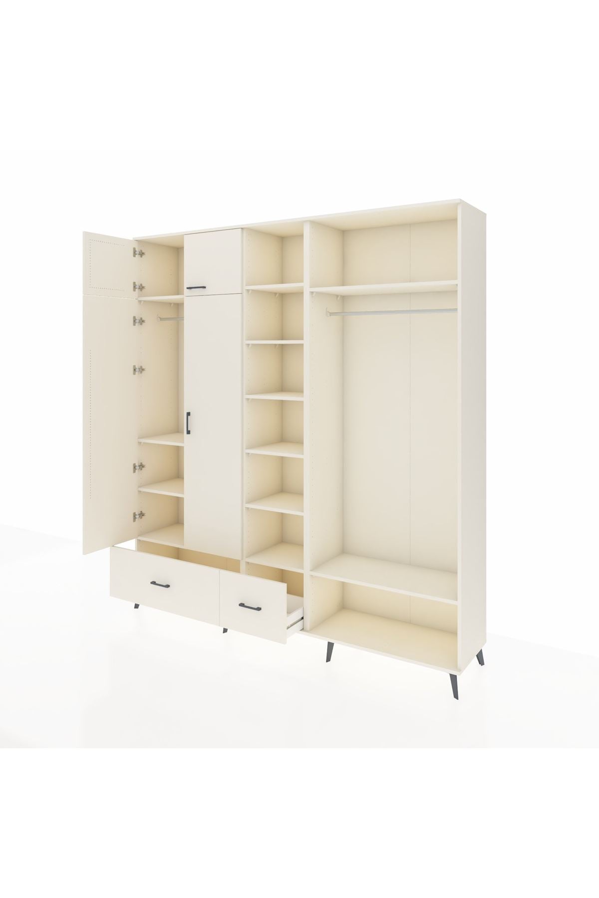 Hyperion Dolap 12 Raflı 2 Çekmeceli 2 Askılı 220x44x243 - S553M046V04B