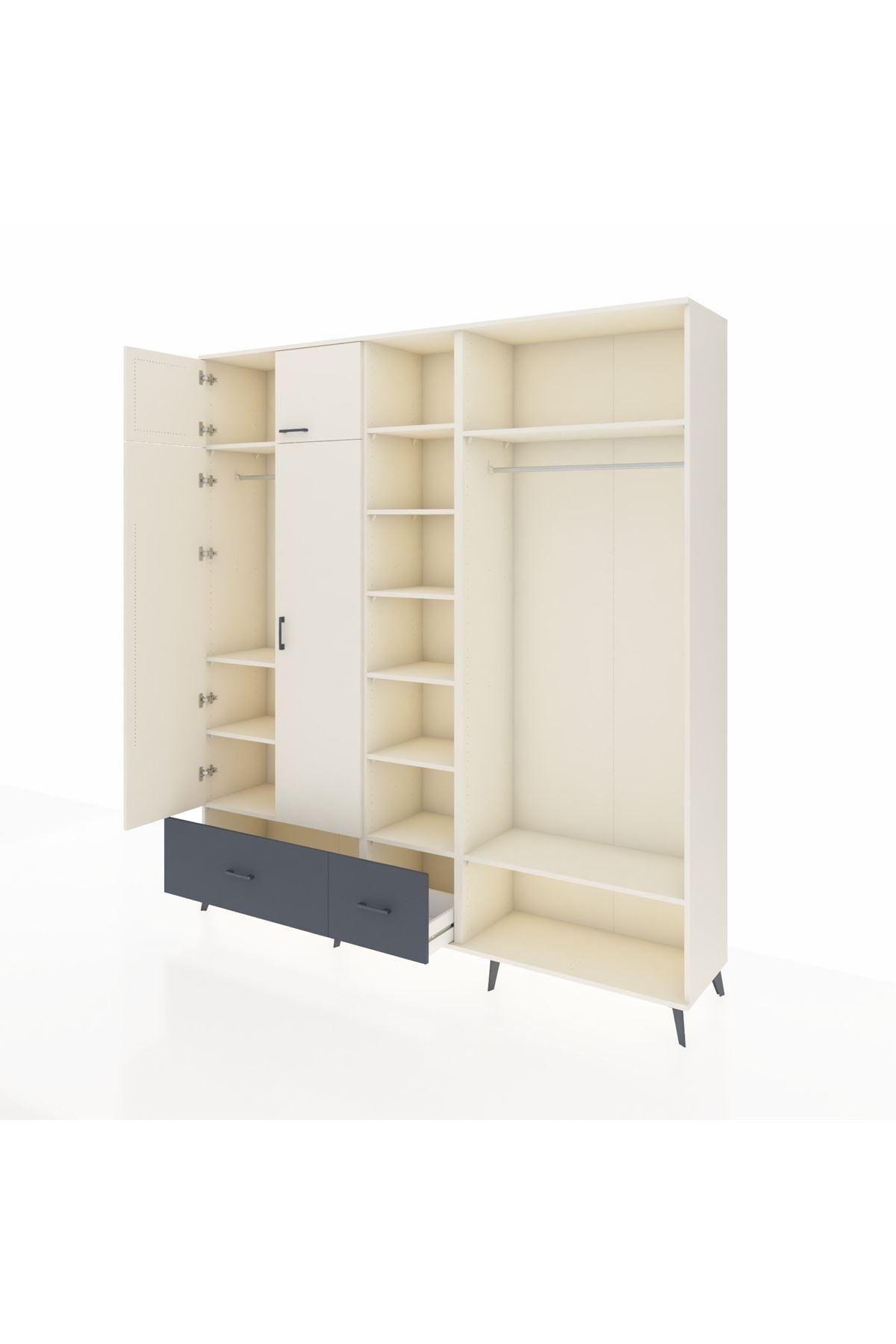 Hyperion Dolap 12 Raflı 2 Çekmeceli 2 Askılı 220x44x243 - S553M046V05B