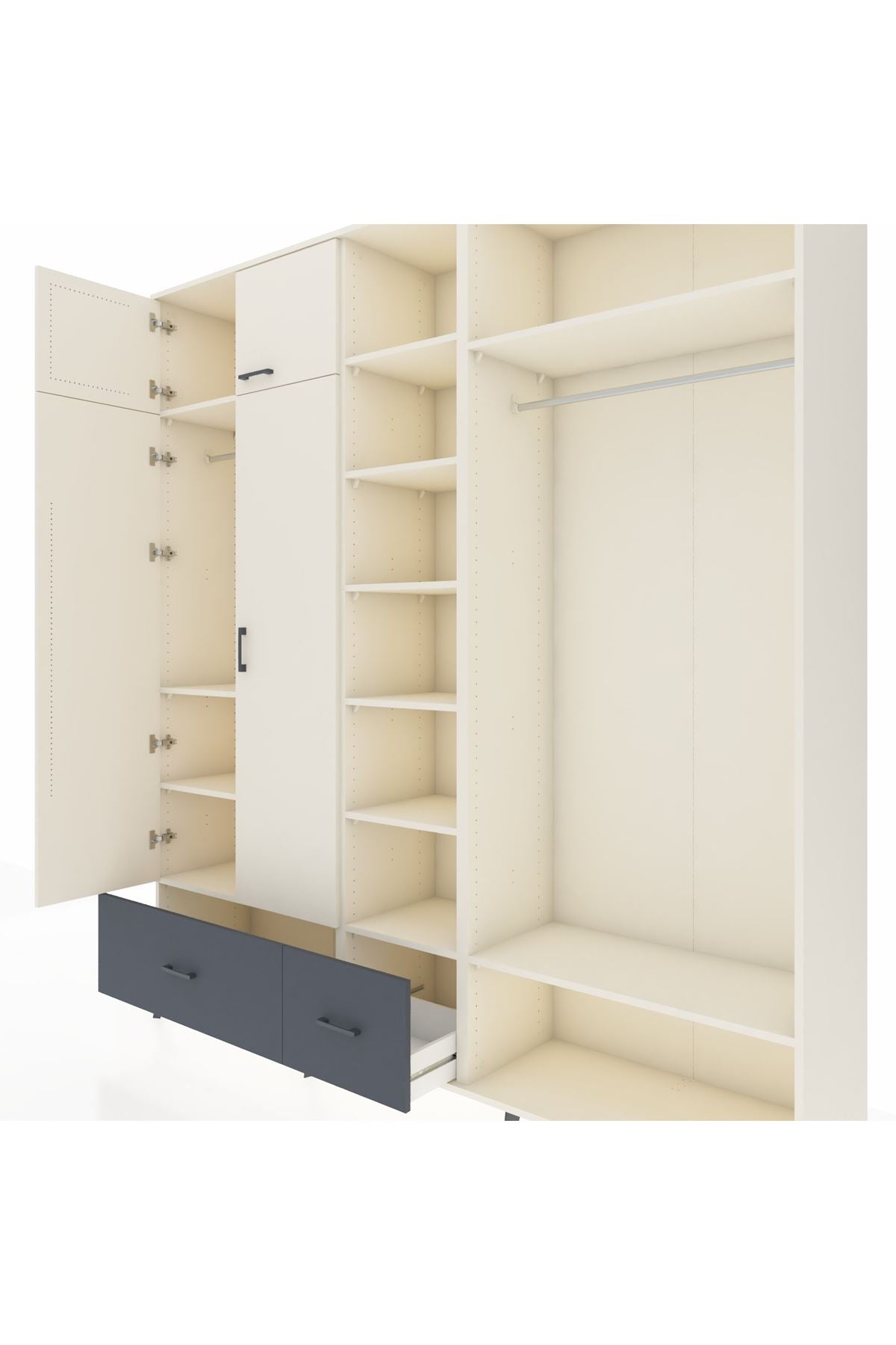 Hyperion Dolap 12 Raflı 2 Çekmeceli 2 Askılı 220x44x243 - S553M046V05B