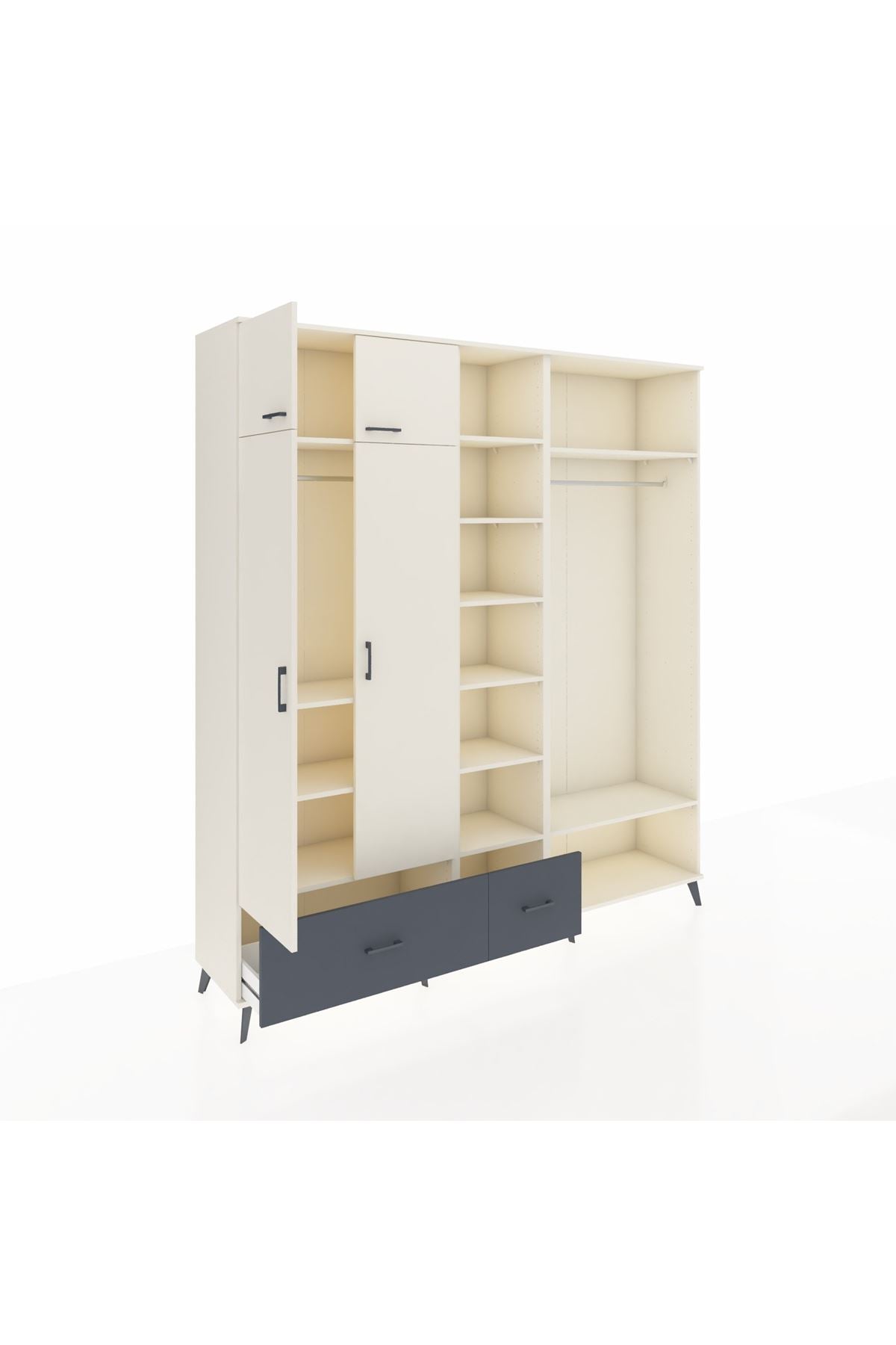 Hyperion Dolap 12 Raflı 2 Çekmeceli 2 Askılı 220x44x243 - S553M046V05B