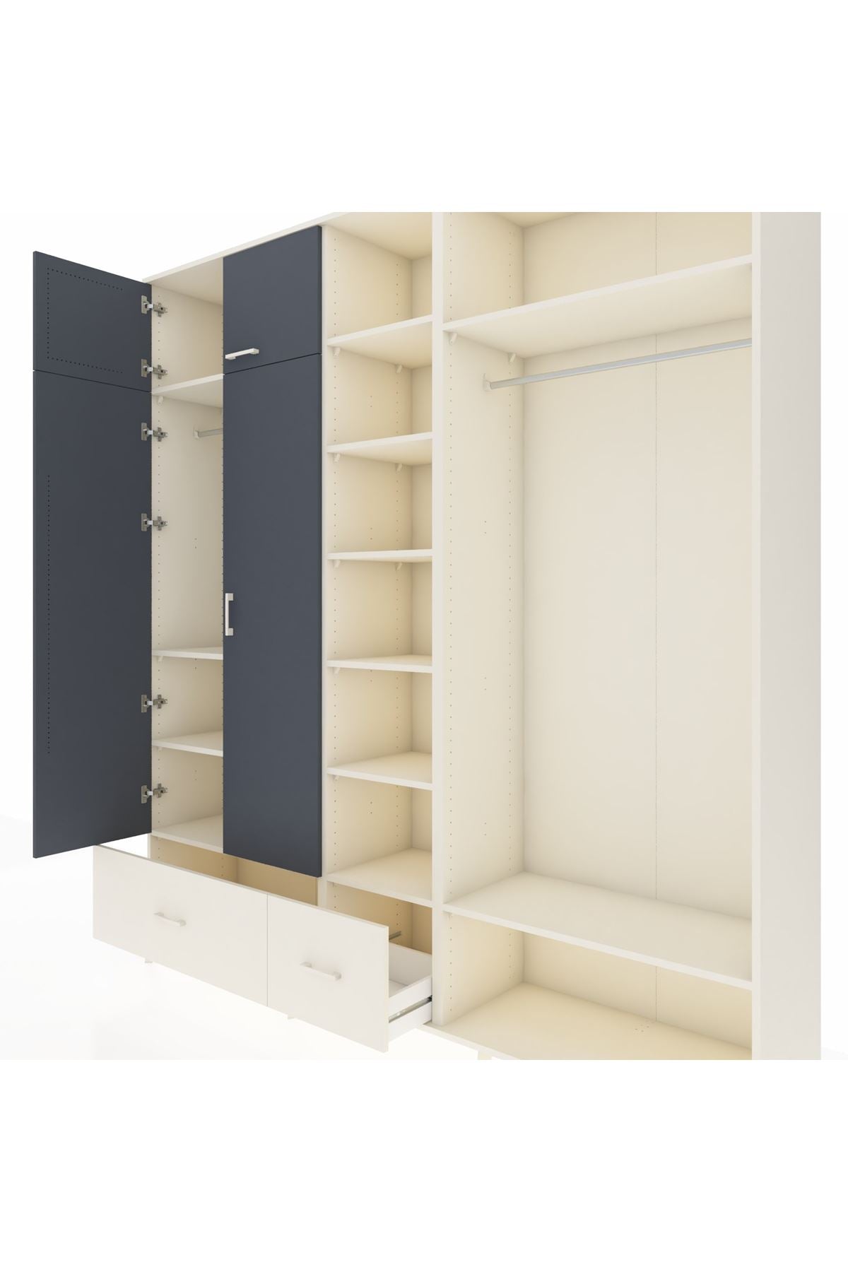 Hyperion Dolap 12 Raflı 2 Çekmeceli 2 Askılı 220x44x243 - S553M046V07B