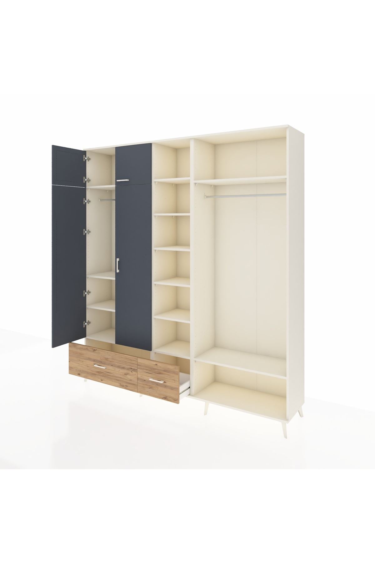 Hyperion Dolap 12 Raflı 2 Çekmeceli 2 Askılı 220x44x243 - S553M046V09B