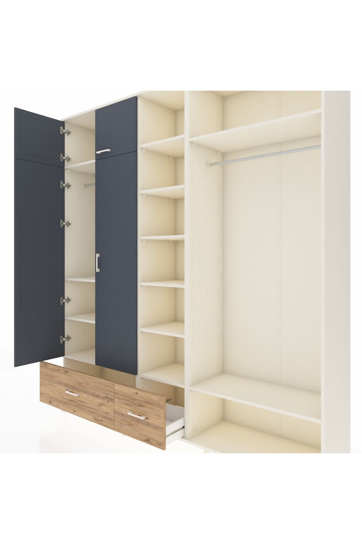 Hyperion Dolap 12 Raflı 2 Çekmeceli 2 Askılı 220x44x243 - S553M046V09B