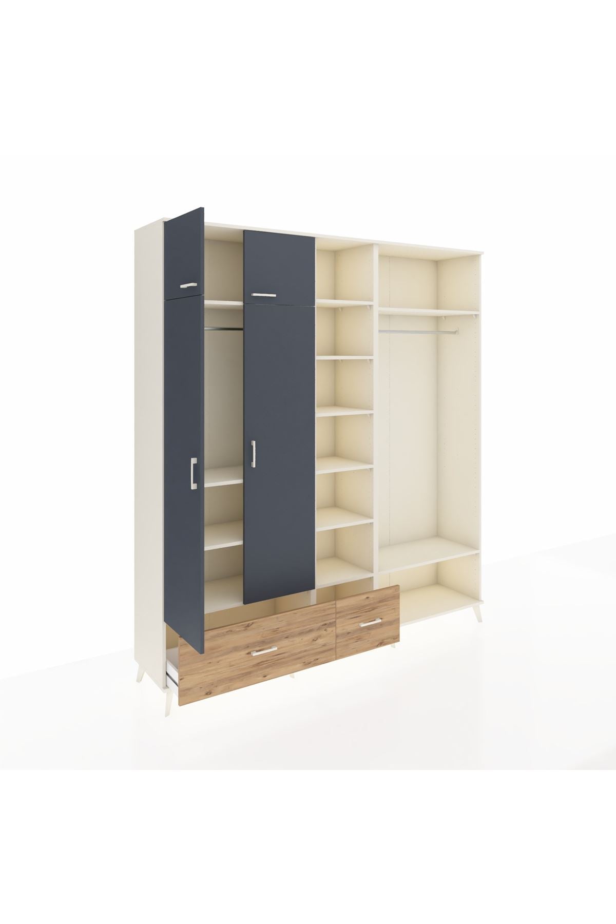 Hyperion Dolap 12 Raflı 2 Çekmeceli 2 Askılı 220x44x243 - S553M046V09B