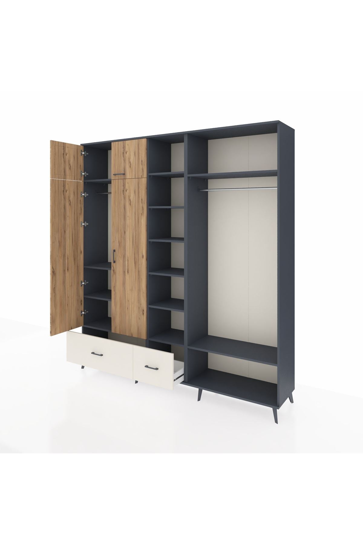 Hyperion Dolap 12 Raflı 2 Çekmeceli 2 Askılı 220x44x243 - S553M046V10B