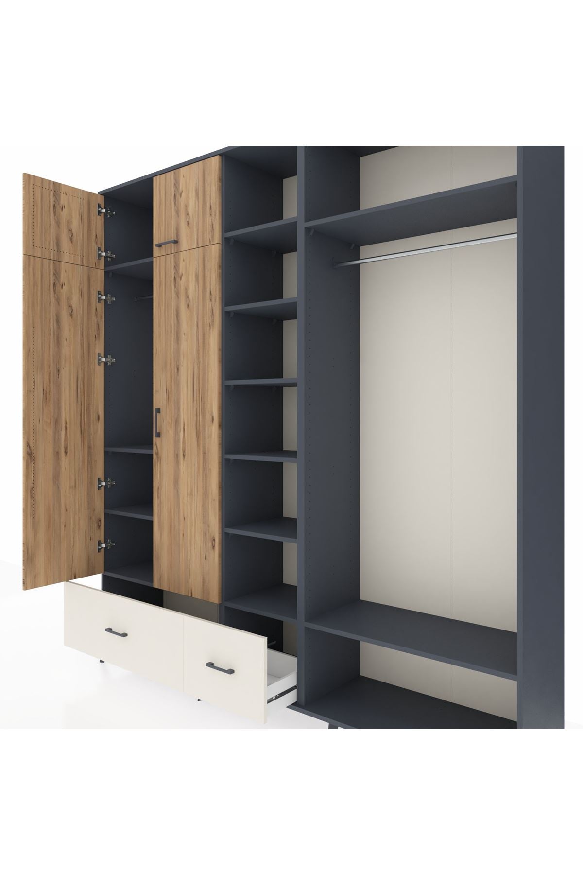 Hyperion Dolap 12 Raflı 2 Çekmeceli 2 Askılı 220x44x243 - S553M046V10B