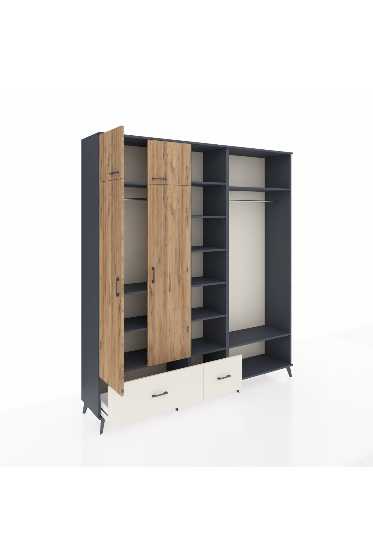 Hyperion Dolap 12 Raflı 2 Çekmeceli 2 Askılı 220x44x243 - S553M046V10B