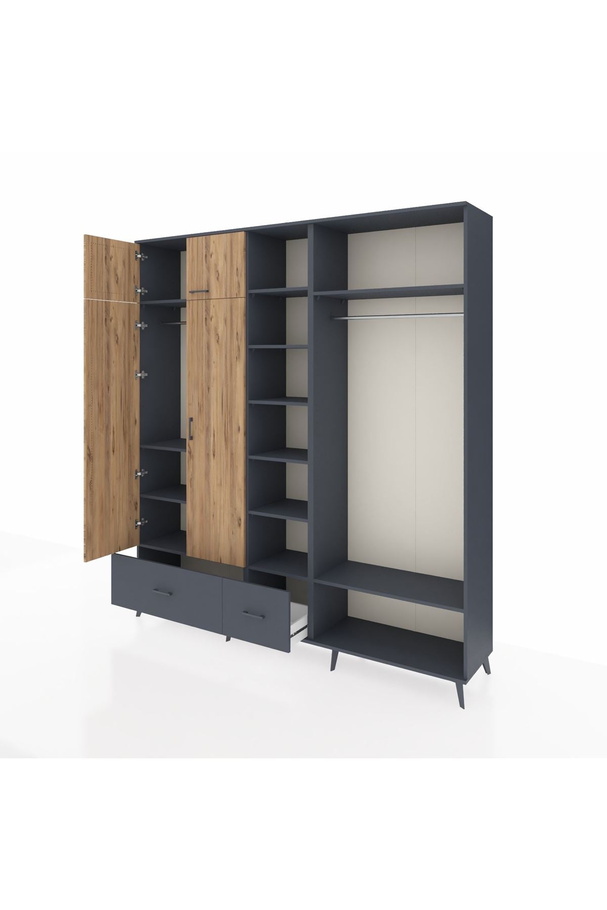 Hyperion Dolap 12 Raflı 2 Çekmeceli 2 Askılı 220x44x243 - S553M046V11B