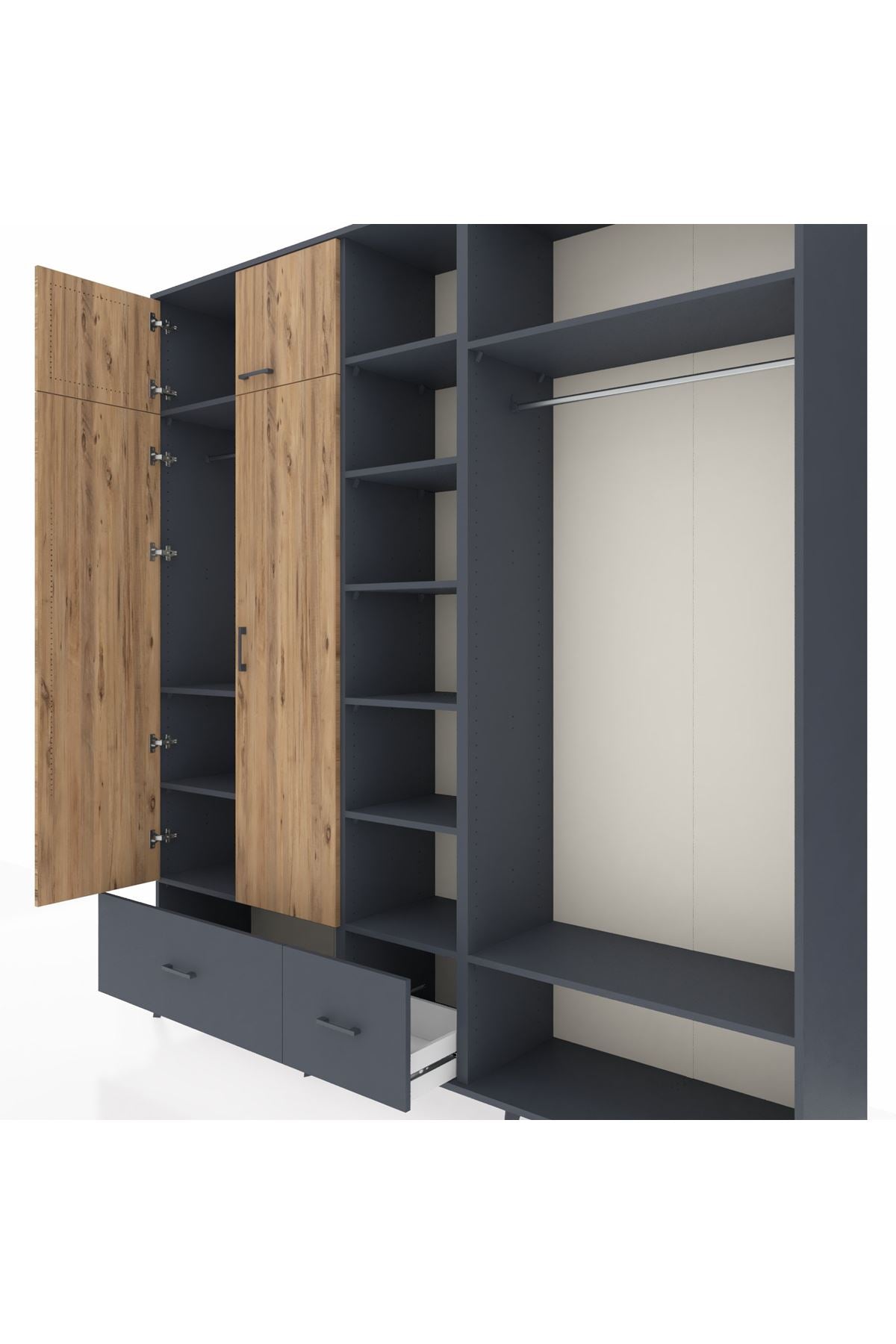 Hyperion Dolap 12 Raflı 2 Çekmeceli 2 Askılı 220x44x243 - S553M046V11B