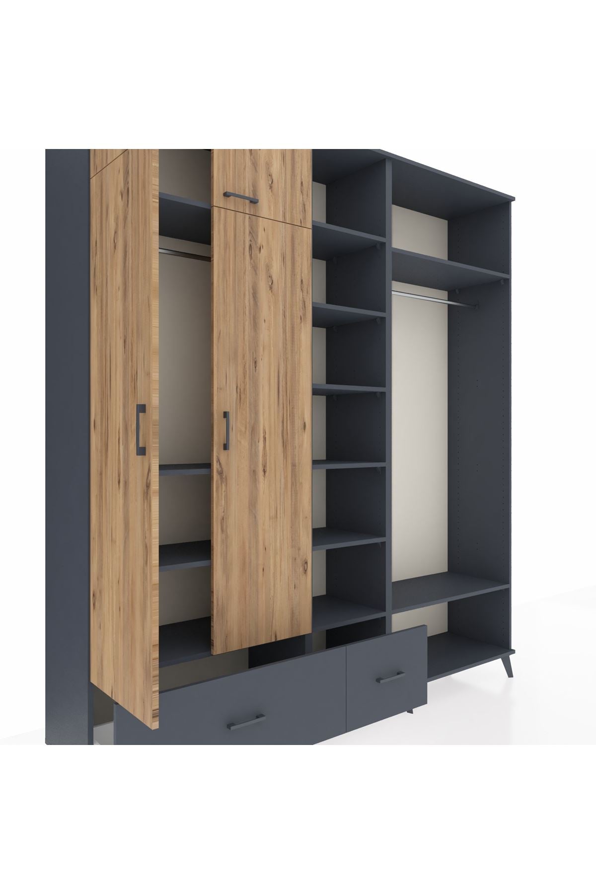 Hyperion Dolap 12 Raflı 2 Çekmeceli 2 Askılı 220x44x243 - S553M046V11B