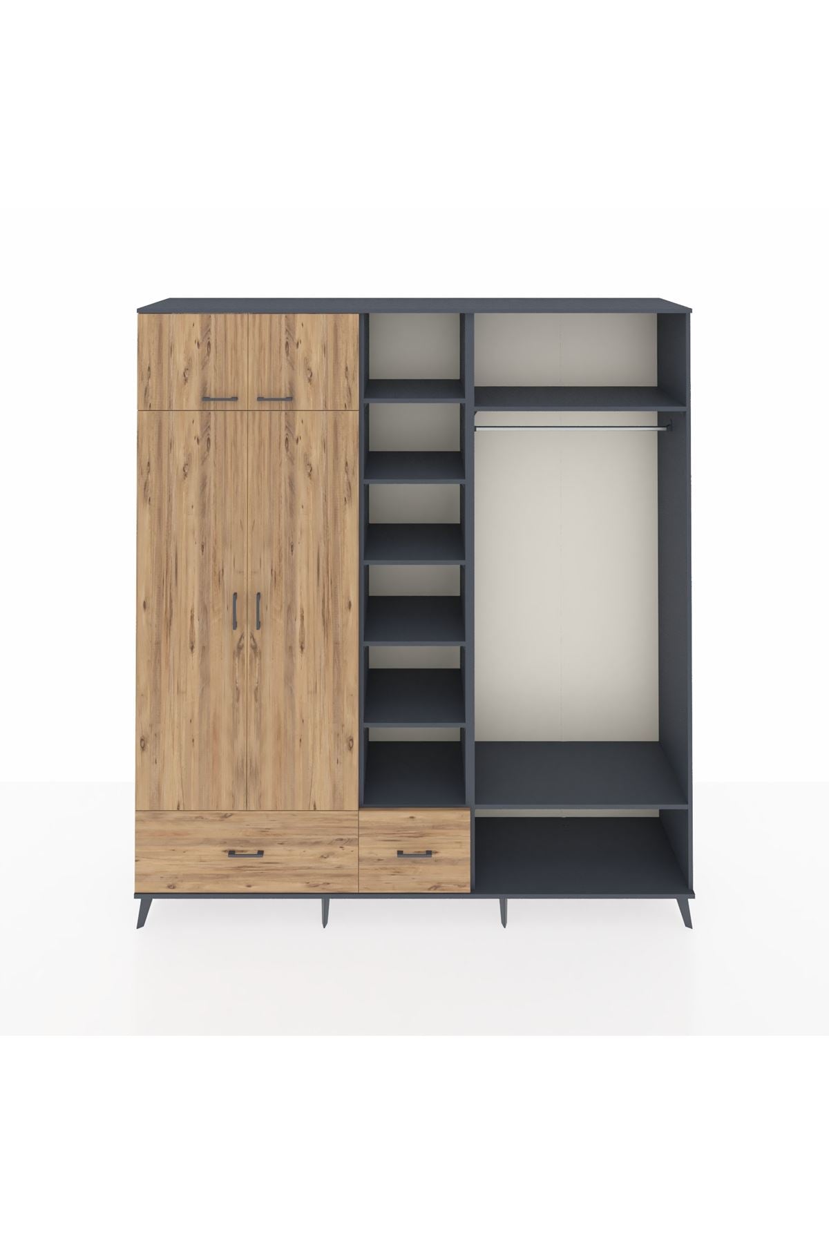 Hyperion Dolap 12 Raflı 2 Çekmeceli 2 Askılı 220x44x243 - S553M046V12B